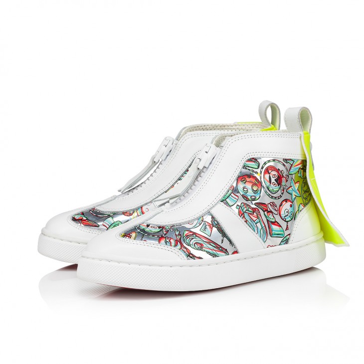Christian Louboutin Super Loubi High-top sneakers - Calf leather and leather Spacy Loubi print - Yellow